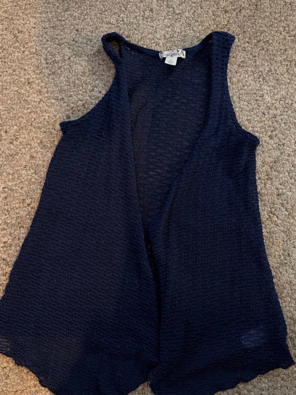 Knitworks Navy Sleeveless Open-Front Cardigan